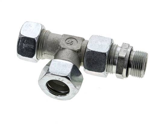 22L & G3/4'' Zink Plated Steel Right Angle Tee Cutting Fitting with Male Threads 160 bar Adjustable ISO 8434-1