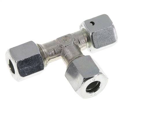 Racor de corte en T en ángulo recto de acero zincado 8L con rótula 315 bar NBR ajustable ISO 8434-1