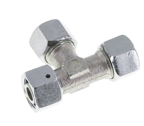 Racor de corte en T en ángulo recto de acero galvanizado 12L con rótula 315 bar NBR ajustable ISO 8434-1