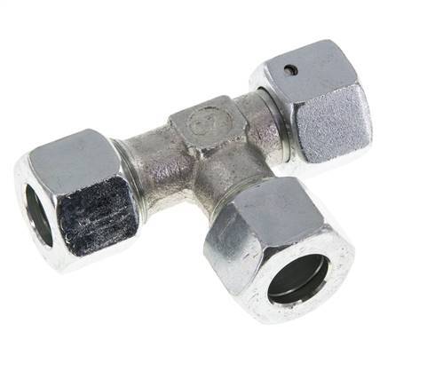 Racor de corte en T en ángulo recto de acero galvanizado 12L con rótula 315 bar NBR ajustable ISO 8434-1