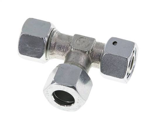 Racor de corte en T en ángulo recto de acero galvanizado 12L con rótula 315 bar NBR ajustable ISO 8434-1