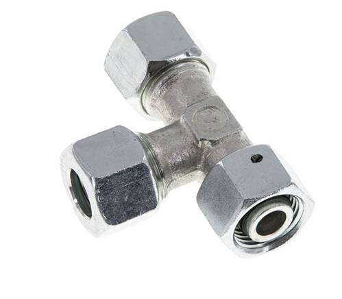 Racor de corte en T en ángulo recto de acero galvanizado 12L con rótula 315 bar NBR ajustable ISO 8434-1