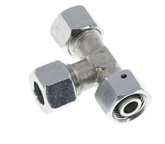 Racor de corte en T en ángulo recto de acero galvanizado 12L con rótula 315 bar NBR ajustable ISO 8434-1