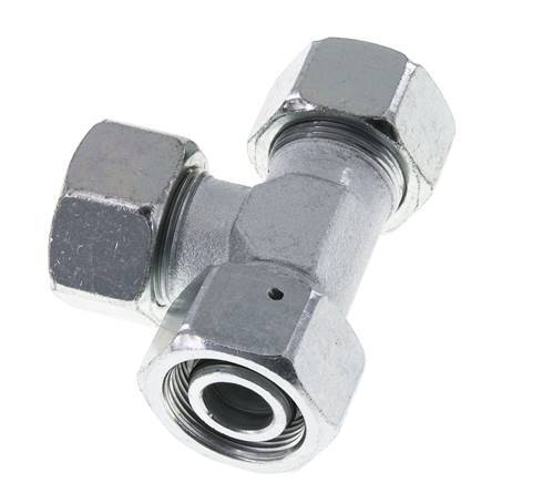 25S Racor en T en ángulo recto de acero zincado con rótula 400 bar NBR ajustable ISO 8434-1