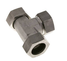 Racor en T en ángulo recto de acero inoxidable 35L con rótula 160 bar FKM ajustable ISO 8434-1