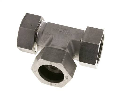 Racor en T en ángulo recto de acero inoxidable 35L con rótula 160 bar FKM ajustable ISO 8434-1