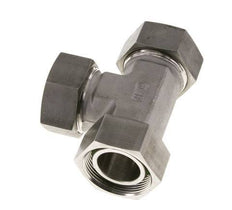 Racor en T en ángulo recto de acero inoxidable 35L con rótula 160 bar FKM ajustable ISO 8434-1