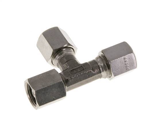 Accesorio de corte en T en ángulo recto de acero inoxidable 6S con rótula 630 bar FKM ajustable ISO 8434-1