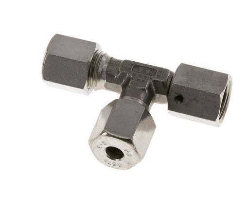 Accesorio de corte en T en ángulo recto de acero inoxidable 6S con rótula 630 bar FKM ajustable ISO 8434-1