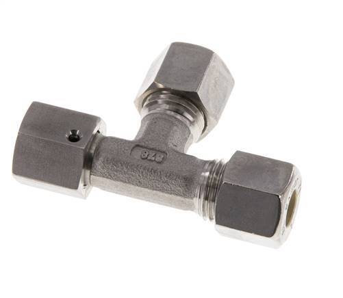 8L Stainless Steel Right Angle Tee Compression Fitting with Swivel 315 bar FKM Adjustable ISO 8434-1