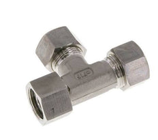 Racor de compresión en T en ángulo recto de acero inoxidable 15L con rótula 315 bar FKM ajustable ISO 8434-1