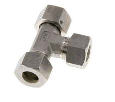 Racor de compresión en T en ángulo recto de acero inoxidable 15L con rótula 315 bar FKM ajustable ISO 8434-1