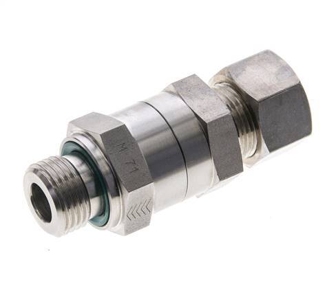 Hydraulic Check Valve Compression Ring 15L (M22x1.5) & G1/2'' Male Stainless Steel 1-250bar (15-3625)psi Tube-Thread ISO 8434-1