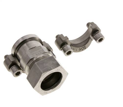 Brida SAE de 1-1/4'' 3000 PSI de acero inoxidable con 35L (M45x2) ISO 6162-1