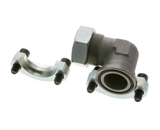 Codo de 1-1/2'' Brida SAE 3000 PSI Acero con 42L (M52x2) ISO 6162-1