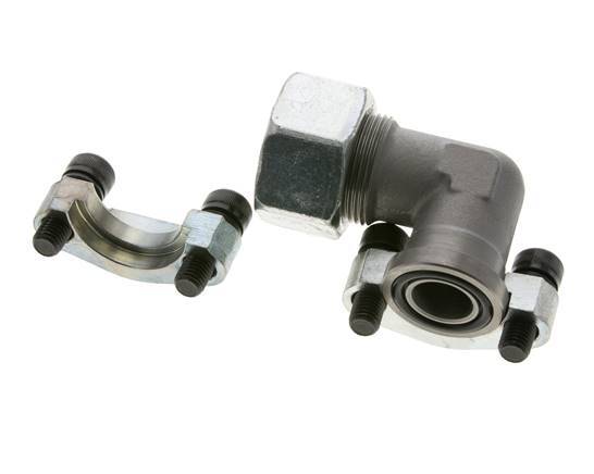 Codo 3/4'' Brida SAE 3000 PSI Acero con 25S (M36x2) ISO 6162-1
