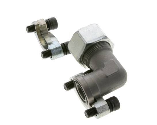 Codo 3/4'' Brida SAE 3000 PSI Acero con 25S (M36x2) ISO 6162-1