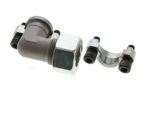 Codo 3/4'' Brida SAE 3000 PSI Acero con 25S (M36x2) ISO 6162-1