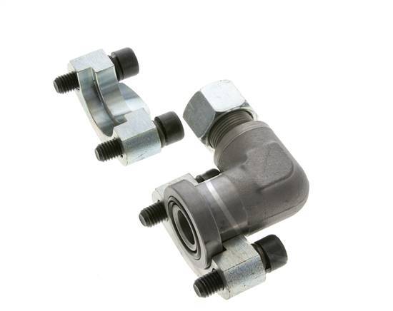 3/4'' Elbow SAE Flange 6000 PSI Steel with 16S (M24x1.5) ISO 6162-2