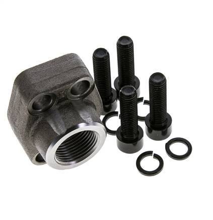 Brida 3/4'' SAE 3000 PSI Acero liso con roscas hembra G3/4'' ISO 6162-1