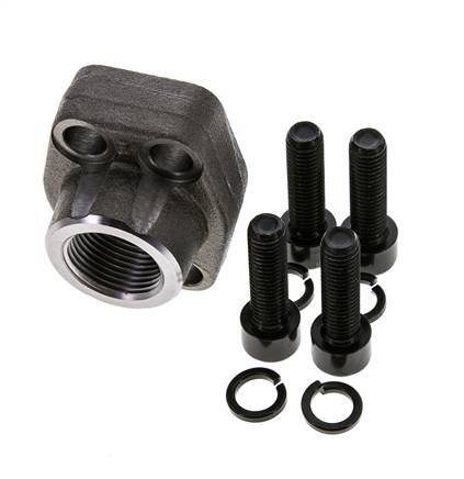 Brida 3/4'' SAE 3000 PSI Acero liso con roscas hembra G3/4'' ISO 6162-1