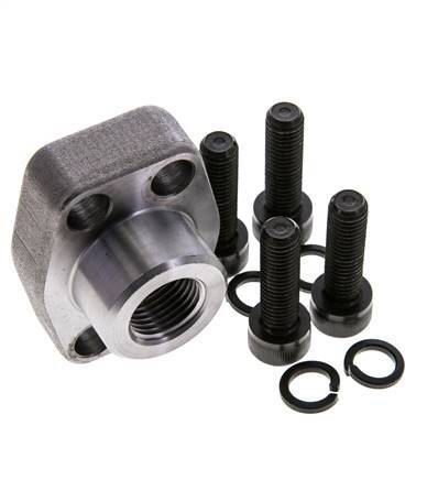 Brida 3/4'' SAE 3000 PSI Acero liso con rosca hembra G1/2'' ISO 6162-1