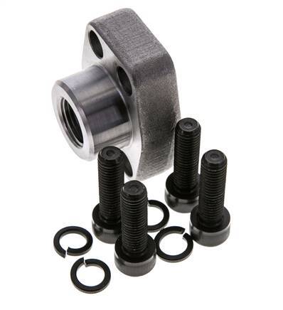 Brida 3/4'' SAE 3000 PSI Acero liso con rosca hembra G1/2'' ISO 6162-1