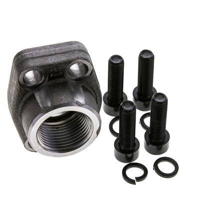 Brida 1'' SAE 3000 PSI Acero liso con rosca hembra G1'' ISO 6162-1