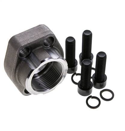 Brida SAE 1-1/4'' Acero liso 3000 PSI con roscas hembra G1-1/4'' ISO 6162-1