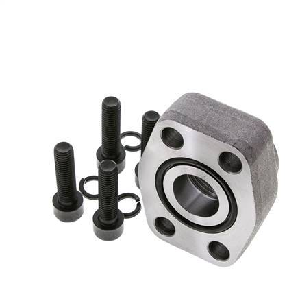 1-1/4'' SAE Flange 3000 PSI Plain Steel with G1'' Female Threads ISO 6162-1