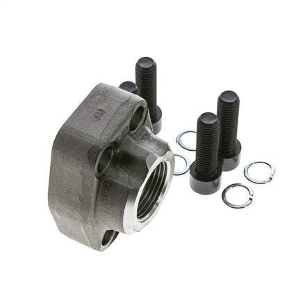 1-1/4'' SAE Flange 3000 PSI Plain Steel with G1'' Female Threads ISO 6162-1