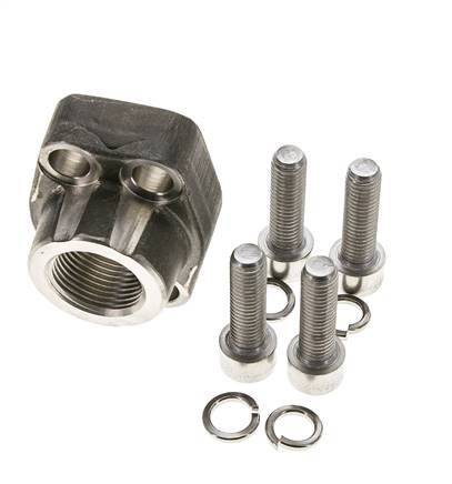 Brida 3/4'' SAE 3000 PSI Acero inoxidable con roscas hembra G3/4'' ISO 6162-1