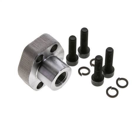 Brida SAE de 1/2'' 6000 PSI de acero liso con roscas hembra G3/8'' ISO 6162-2