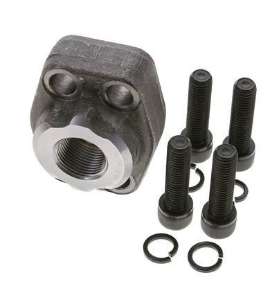 1'' SAE Flange 6000 PSI Plain Steel with G3/4'' Female Threads ISO 6162-2