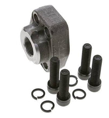 1'' SAE Flange 6000 PSI Plain Steel with G3/4'' Female Threads ISO 6162-2