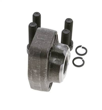 1'' SAE Flange 6000 PSI Plain Steel with G3/4'' Female Threads ISO 6162-2