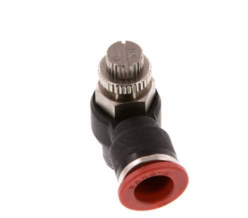 Silenciador de control de flujo Codo de entrada del medidor 10 mm - R1/4'' Latón/PA 66