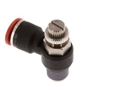 Silenciador de control de flujo Codo de entrada del medidor 10 mm - R1/4'' Latón/PA 66