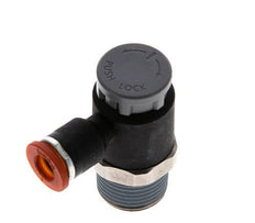 Flow Control Valve Meter-In Elbow 6 mm - R3/8'' Brass/PA 66 Locknut