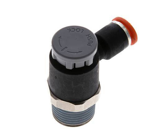 Flow Control Valve Meter-In Elbow 6 mm - R3/8'' Brass/PA 66 Locknut