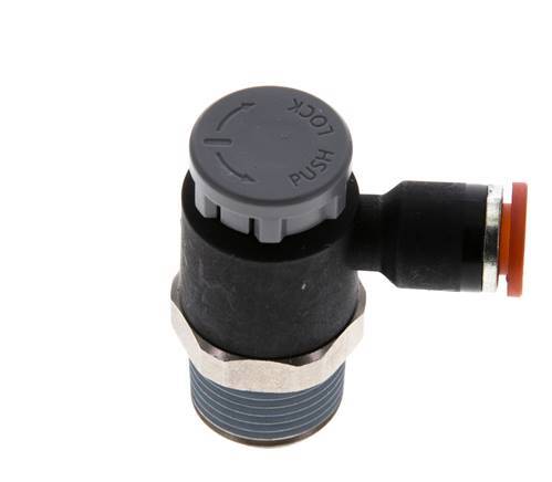 Flow Control Valve Meter-In Elbow 6 mm - R3/8'' Brass/PA 66 Locknut