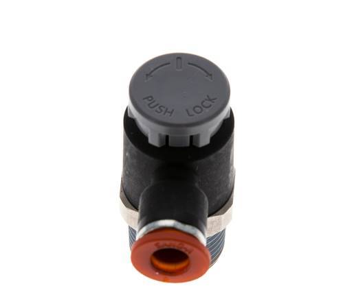 Flow Control Valve Meter-In Elbow 6 mm - R3/8'' Brass/PA 66 Locknut