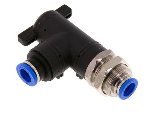 2-Way Elbow Ball Valve 10 mm Plastic/Brass Bulkhead