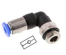 Racor rápido 6mm y M5 macho Codo autoblocante Latón/PBT 0-10bar (0-145psi)