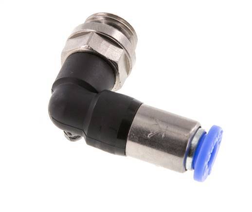 Push-In Fitting 6mm & G1/4'' Male Auto Shut-Off Elbow Brass/PBT 0-10bar (0-145psi)