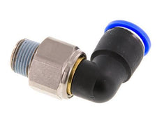 Codo de 12 mm y R3/8'' Junta giratoria con rosca macho Latón niquelado/PBT NBR Giratorio