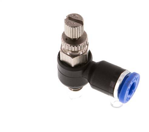 Flow Control Silencer Meter-Out Elbow 4 mm - M5 Brass/PA 66