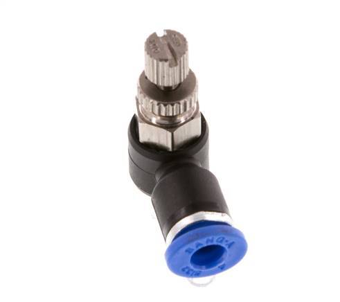 Flow Control Silencer Meter-Out Elbow 4 mm - M5 Brass/PA 66