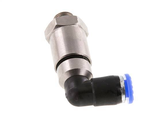 Codo de 6 mm y G1/8'' Junta giratoria rápida Rosca macho Niquelada Latón/PBT NBR Giratorio