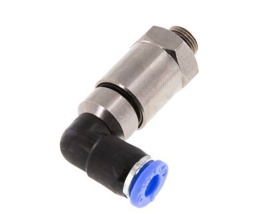Codo de 6 mm y G1/8'' Junta giratoria rápida Rosca macho Niquelada Latón/PBT NBR Giratorio